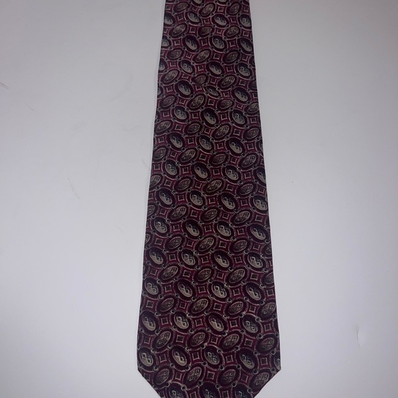 Vila Bugatti Elegant Burgundy Patterned Men's Tie - Picture 1 of 2